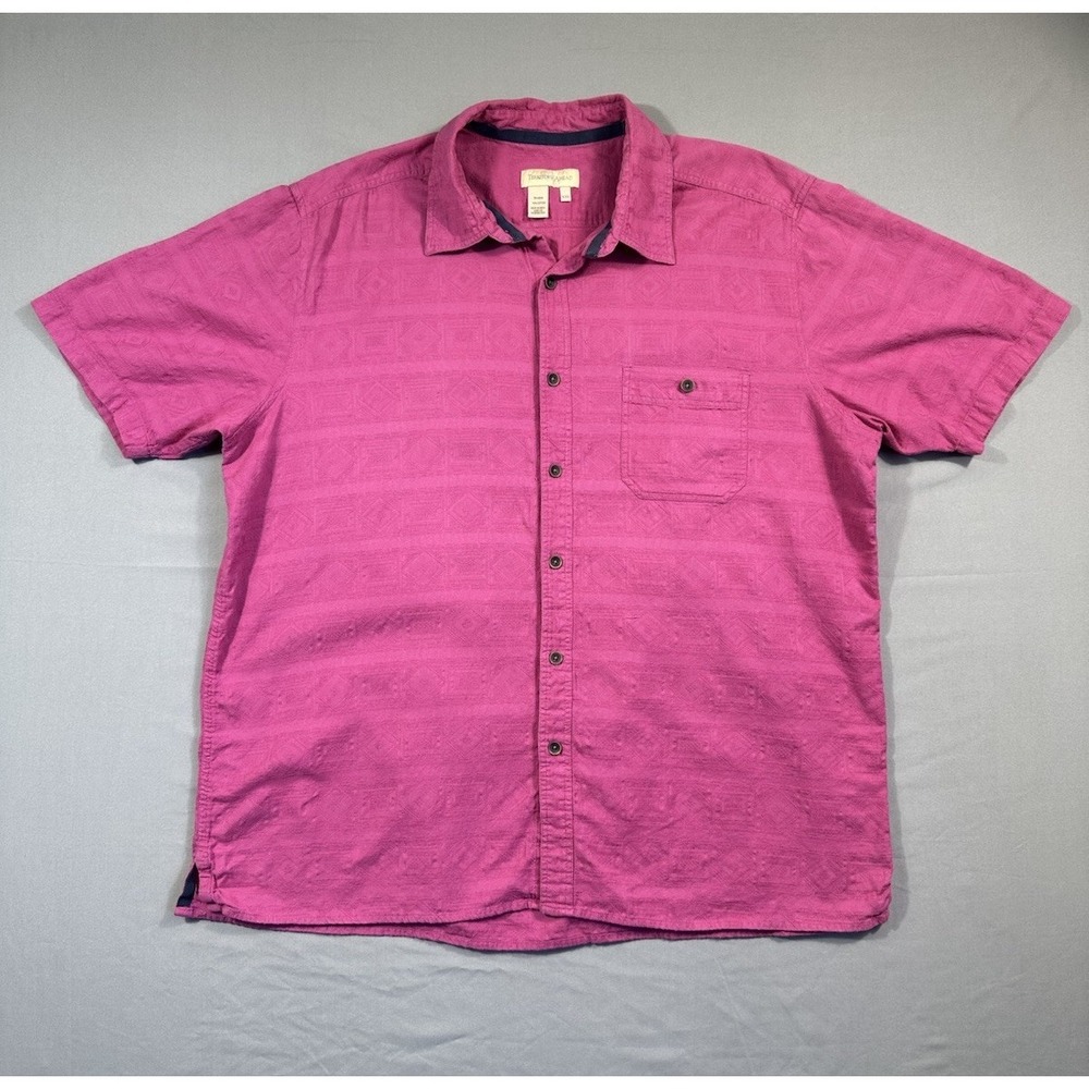 Territory Ahead Shirt Mens 2XL XXL Pink Cotton Textured‎ Aztec Outdoor